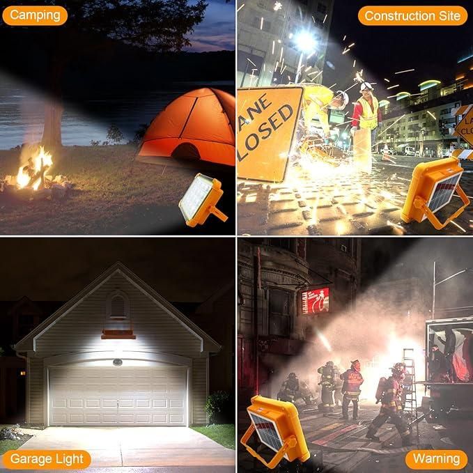 For Camping, Hiking, and Outdoor! Rechargeable, Waterproof Solar LED Floodlight