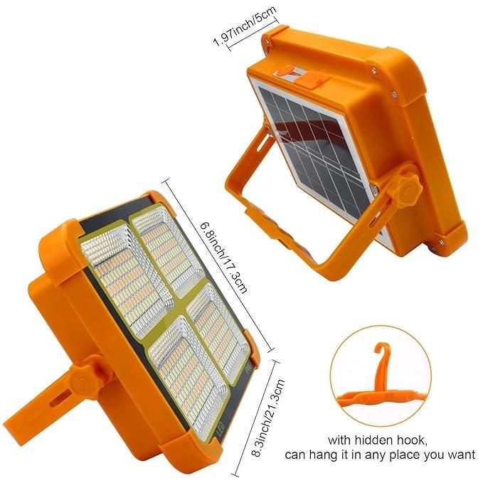 For Camping, Hiking, and Outdoor! Rechargeable, Waterproof Solar LED Floodlight