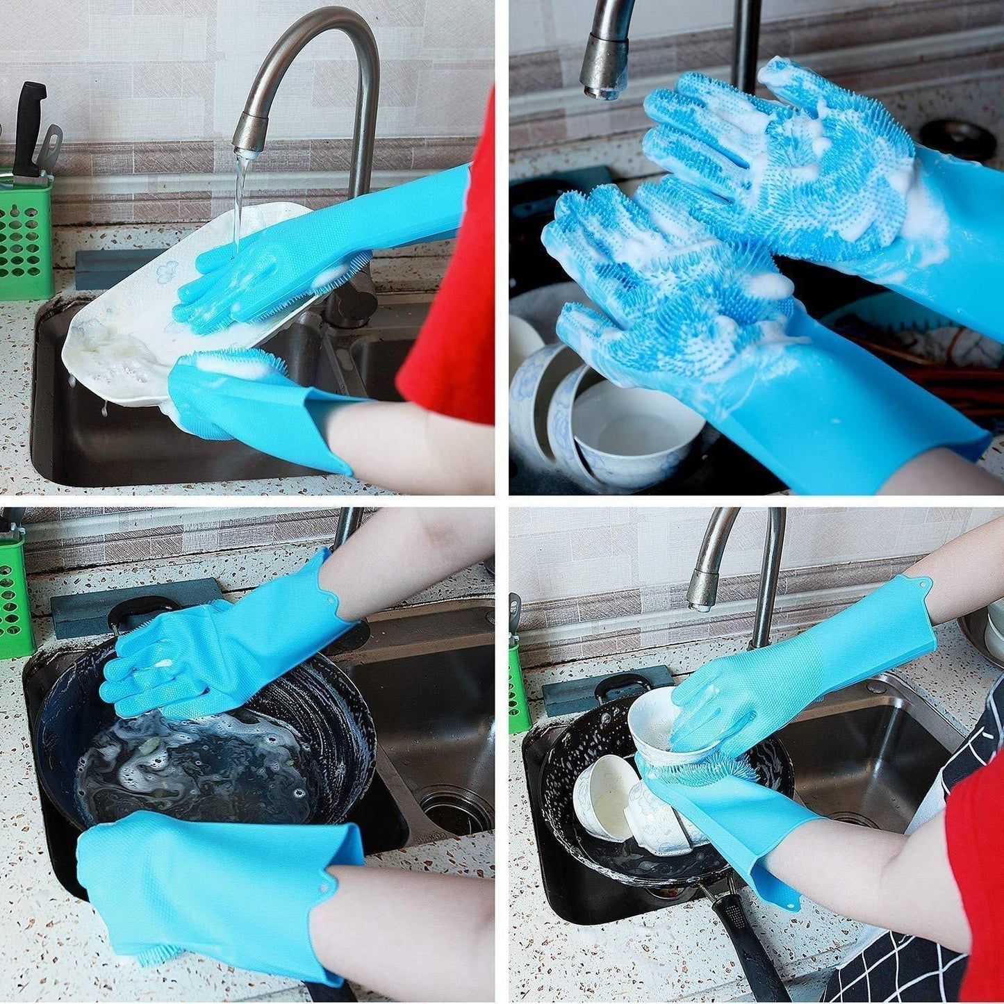 2-in-1 Silicone Scrubbing Gloves - Easier Cleaning! (1 Pair)