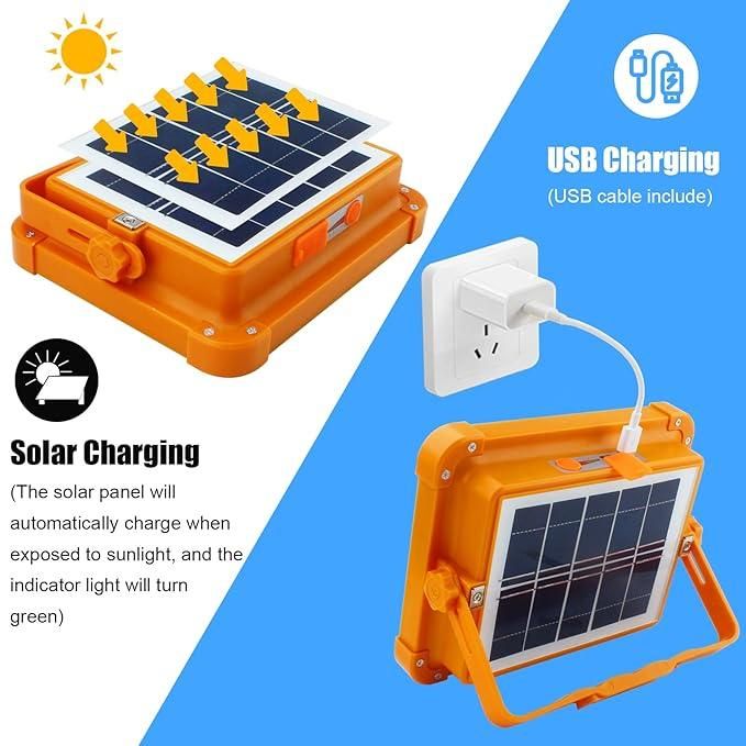 For Camping, Hiking, and Outdoor! Rechargeable, Waterproof Solar LED Floodlight
