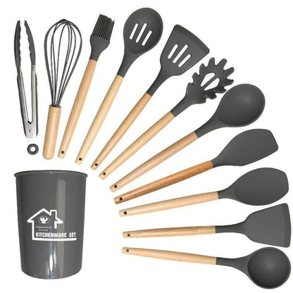 11-Piece Silicone Cooking Tools with Holder