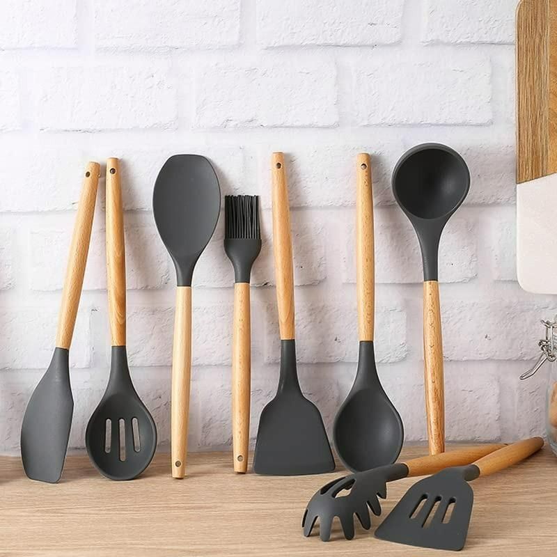 11-Piece Silicone Cooking Tools with Holder