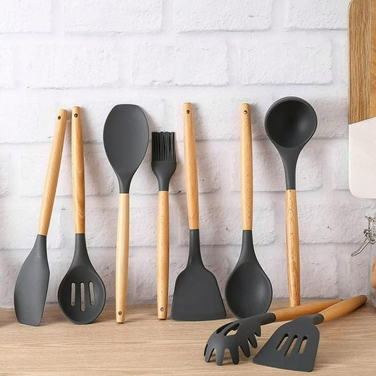 11-Piece Silicone Cooking Tools with Holder