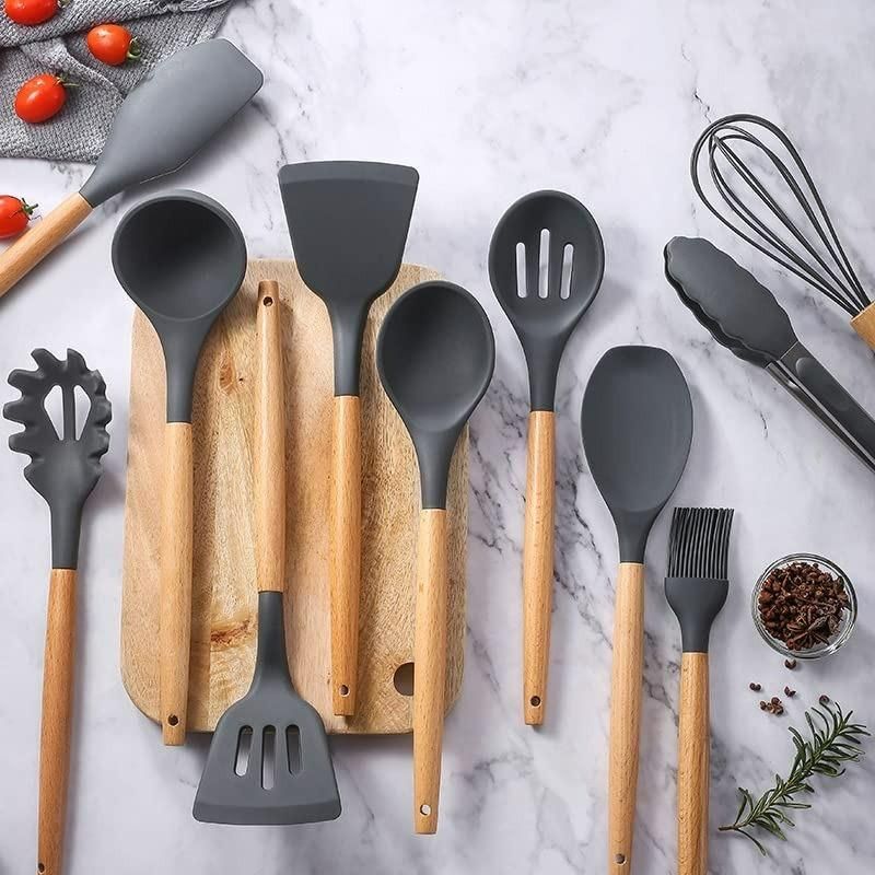 11-Piece Silicone Cooking Tools with Holder
