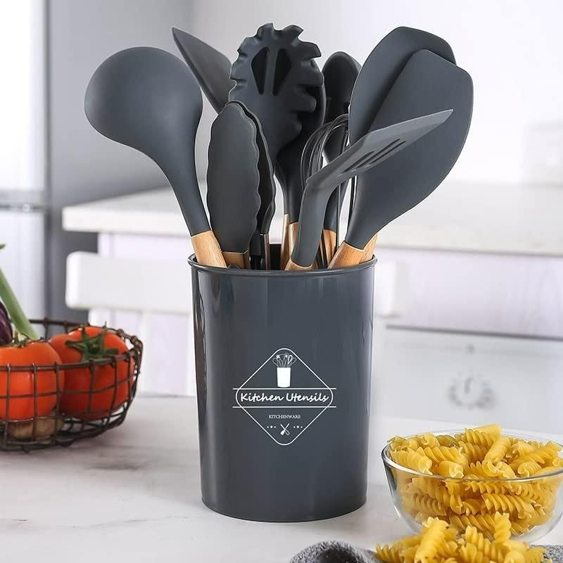 11-Piece Silicone Cooking Tools with Holder